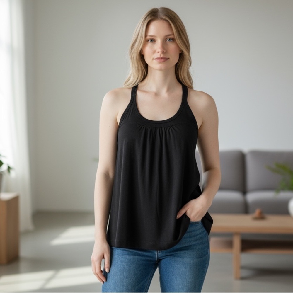 VINCE M Black Cotton Swing Tank Casual R $98